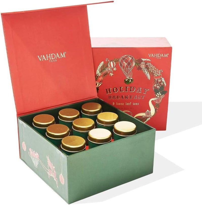 VAHDAM Holiday Breakfast - Christmas Tea Gift Set with 9 Loose Leaf Teas - Image 1